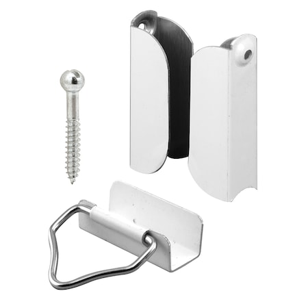 Prime-Line 7 in. Screen Top Hangers and Bottom Latches, Aluminum, White Finish 2 Sets, PK2 PL 7847